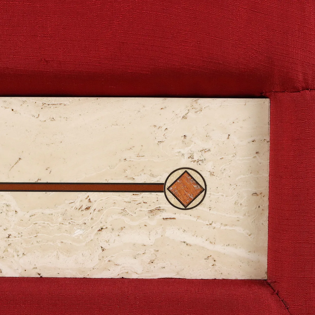 Pouf with cushion in fabric and inserts in faux marble, 20th century 5
