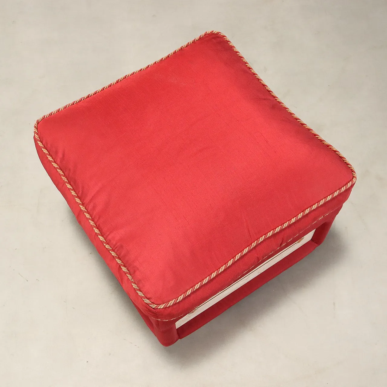 Pouf with cushion in fabric and inserts in faux marble, 20th century 7