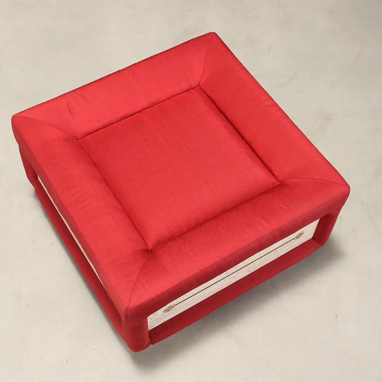 Pouf with cushion in fabric and inserts in faux marble, 20th century 8