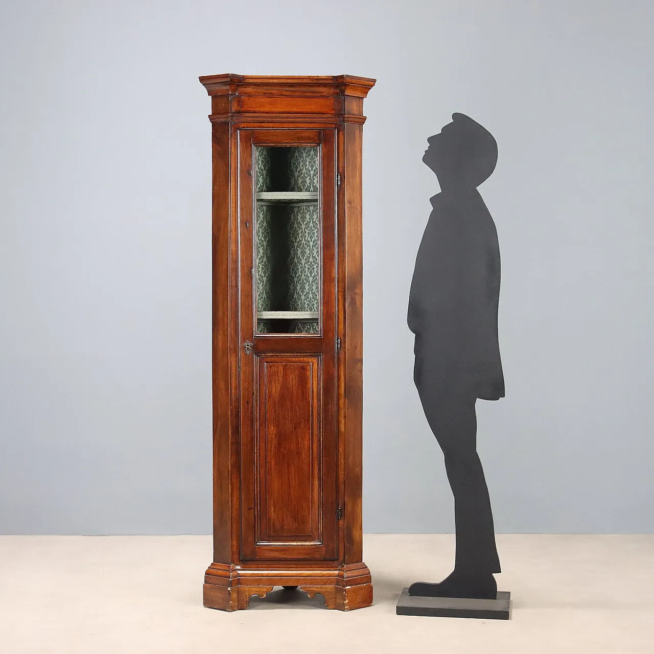 Arte Povera corner cupboard in walnut-stained fir, 20th century 3
