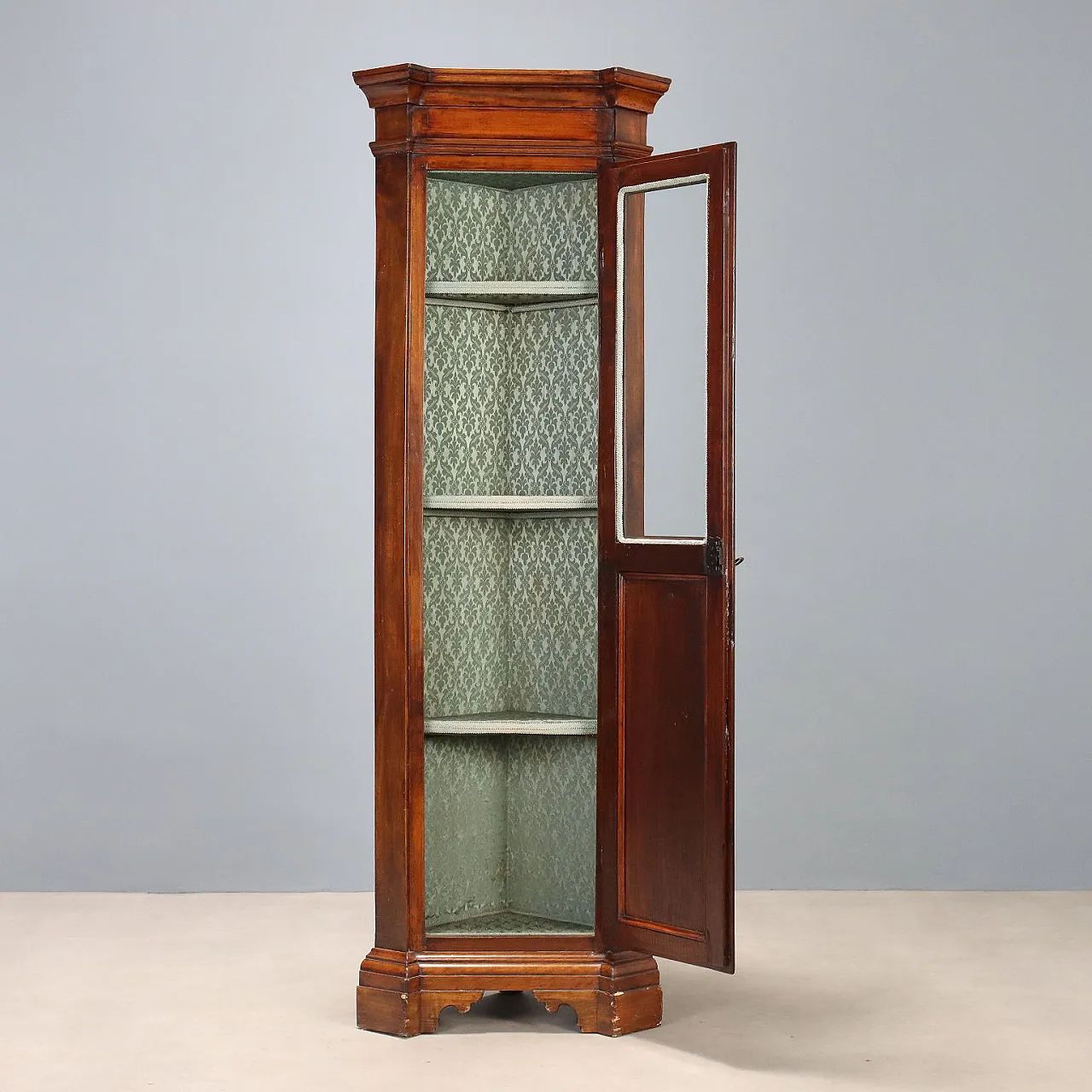 Arte Povera corner cupboard in walnut-stained fir, 20th century 4