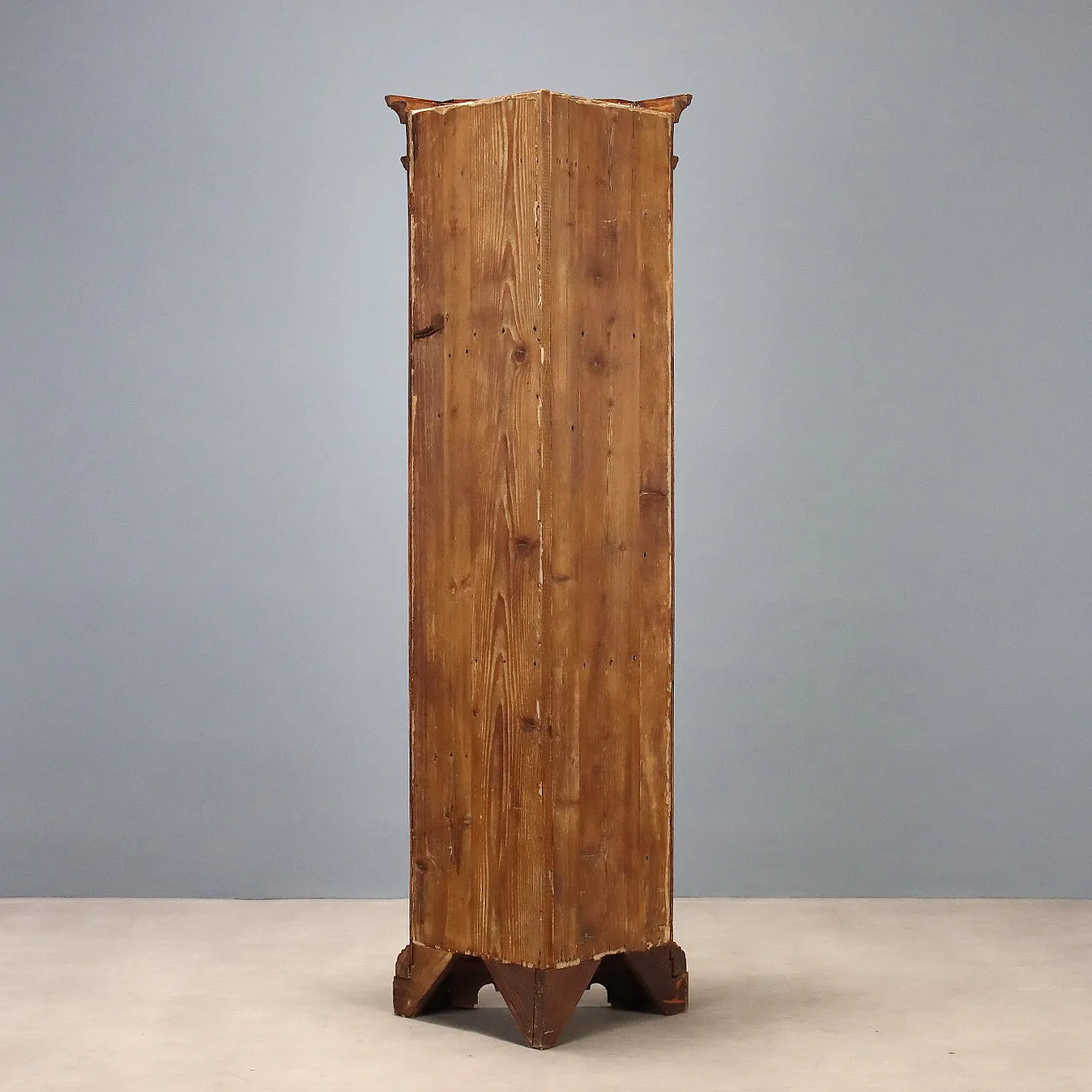 Arte Povera corner cupboard in walnut-stained fir, 20th century 9