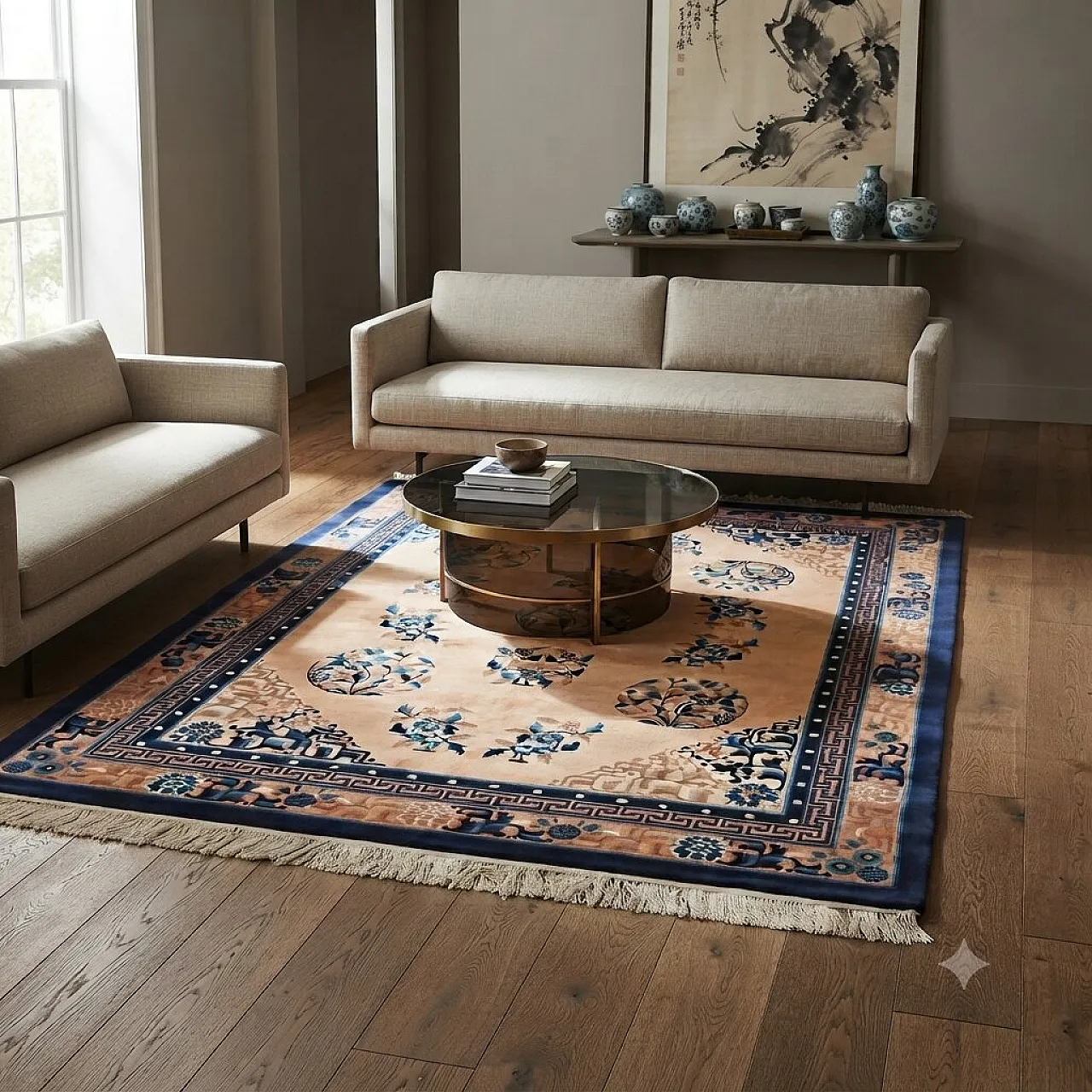 Beijing rug un cotton and wool, 20th century 2