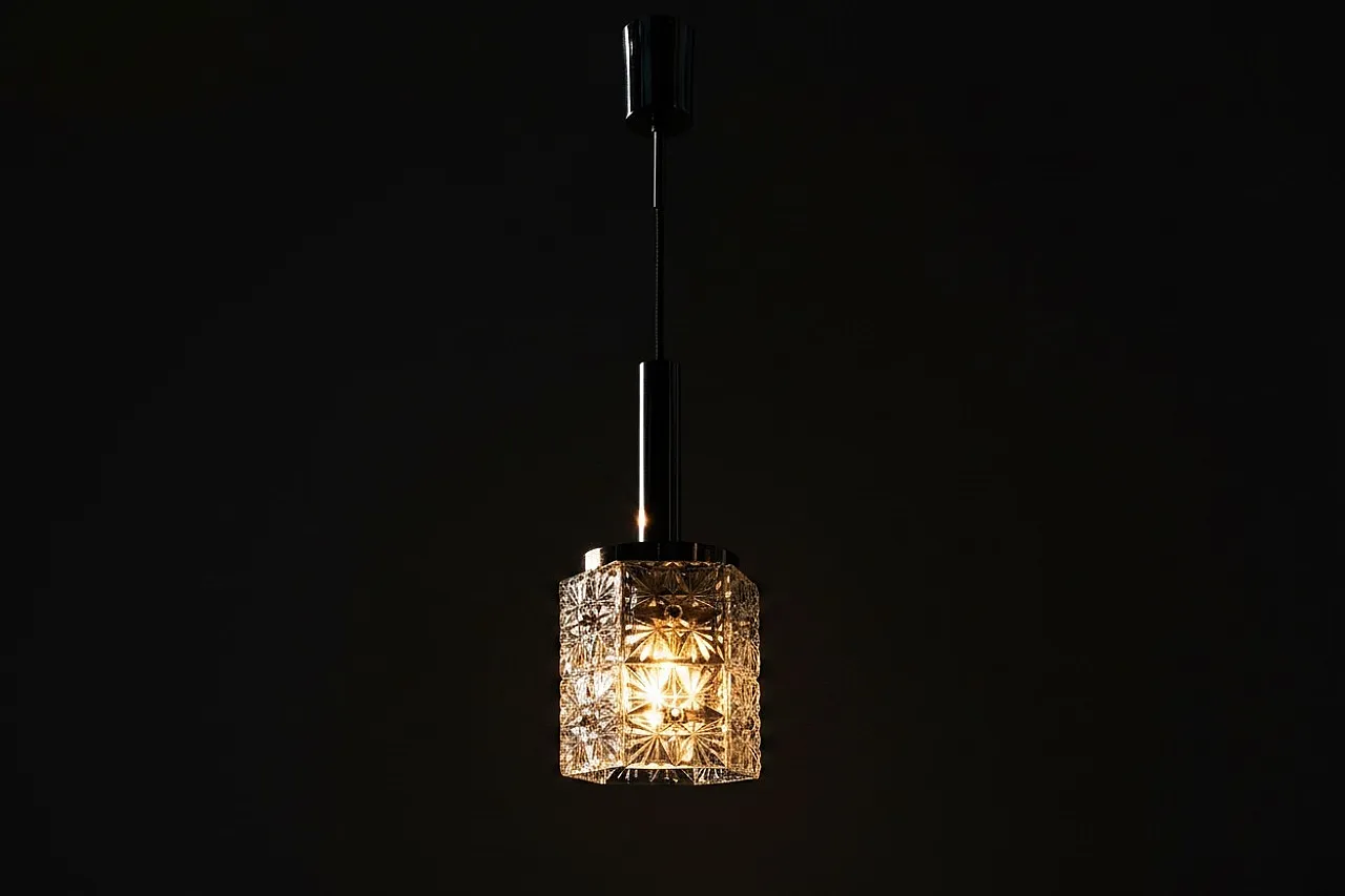 Pendant chandelier, Venice, crystal and steel, 1960s 4