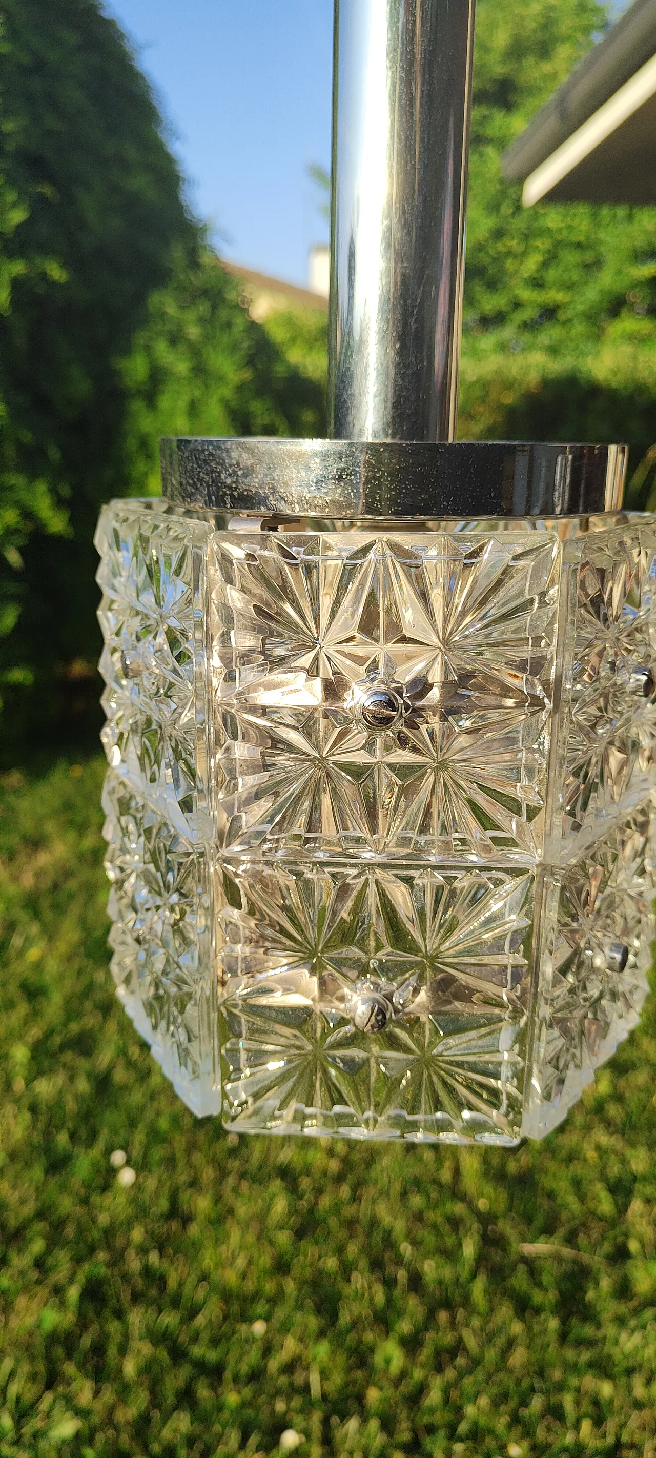 Pendant chandelier, Venice, crystal and steel, 1960s 6