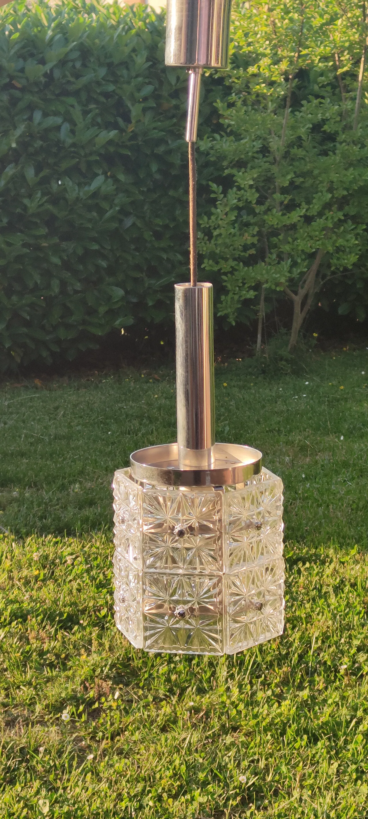 Pendant chandelier, Venice, crystal and steel, 1960s 7