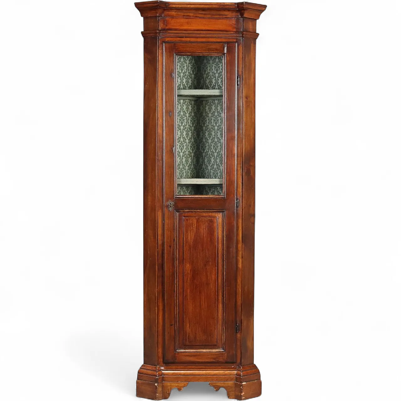 Arte Povera corner cupboard in walnut-stained fir, 20th century 10