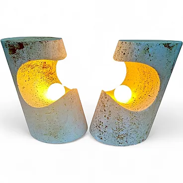 Pair of travertine lamps by Giuliano Cesari for Nucleo Sormani, 1970s