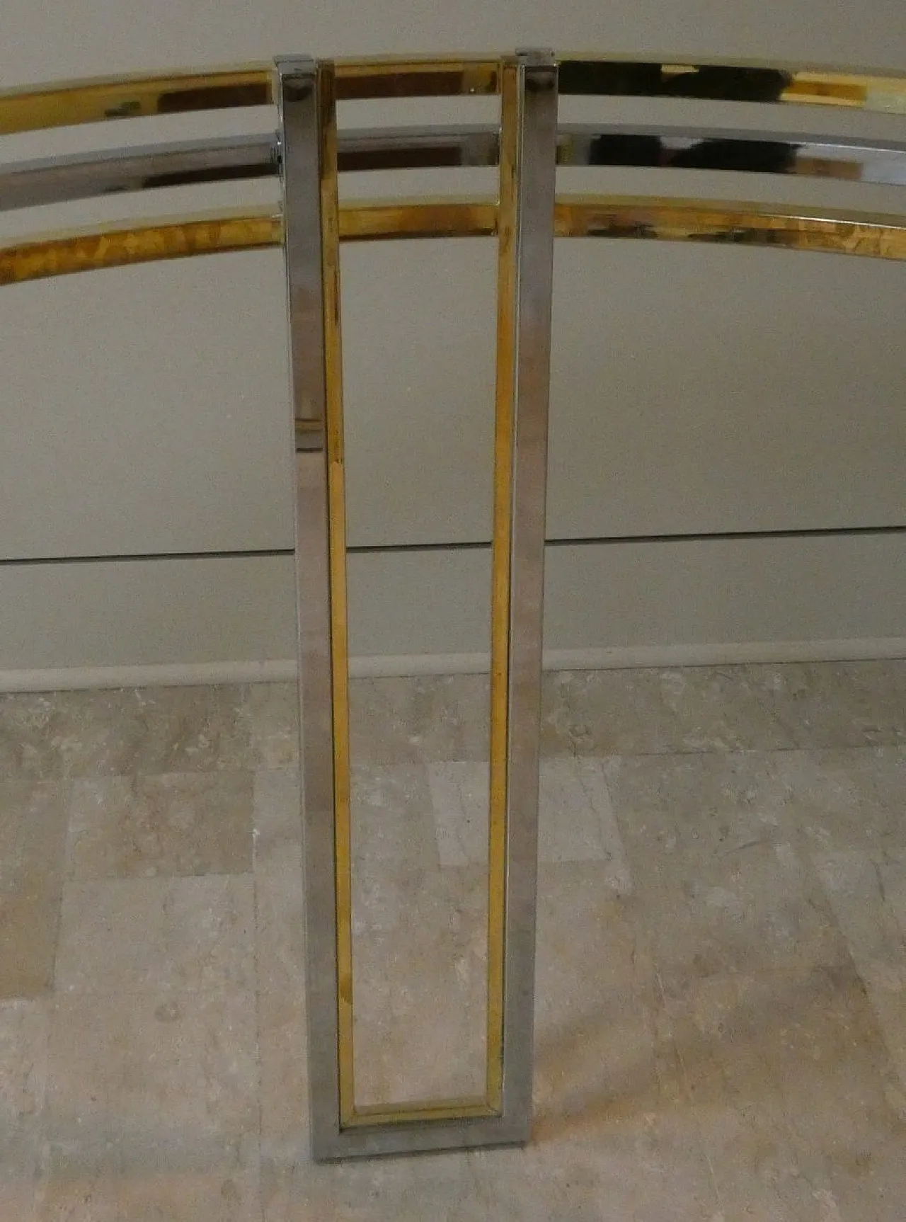Chromed and gilded steel dining table, Italy, 1970s 14