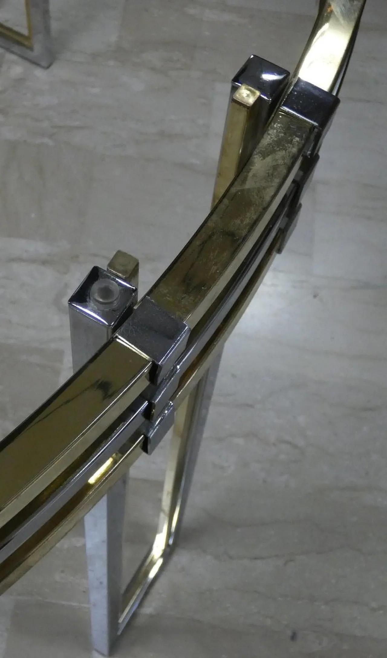 Chromed and gilded steel dining table, Italy, 1970s 17