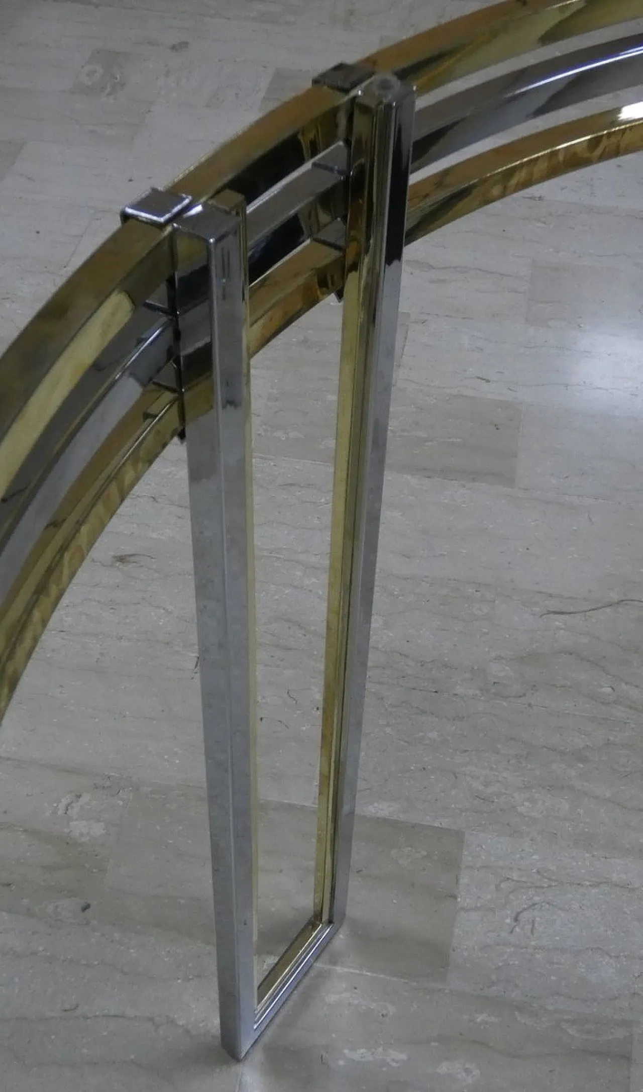 Chromed and gilded steel dining table, Italy, 1970s 19