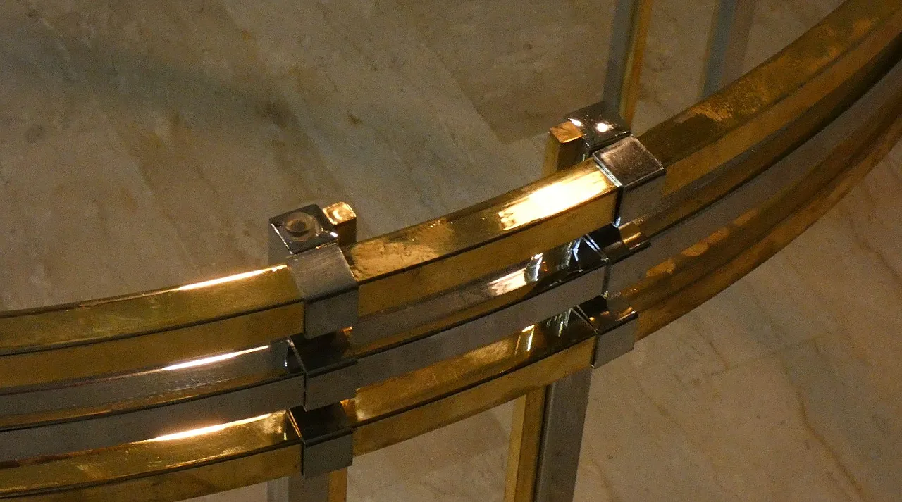 Chromed and gilded steel dining table, Italy, 1970s 24
