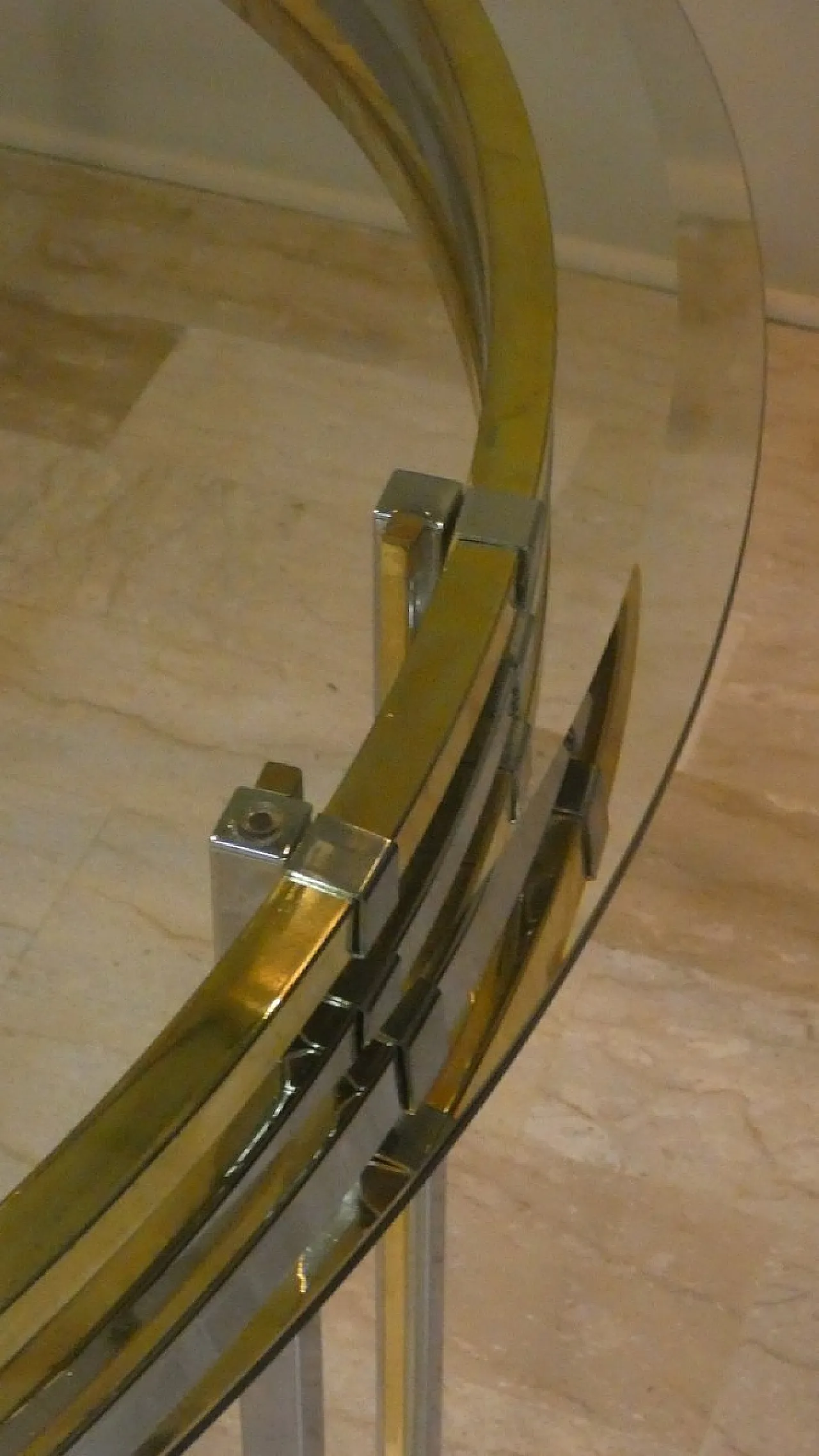 Chromed and gilded steel dining table, Italy, 1970s 26