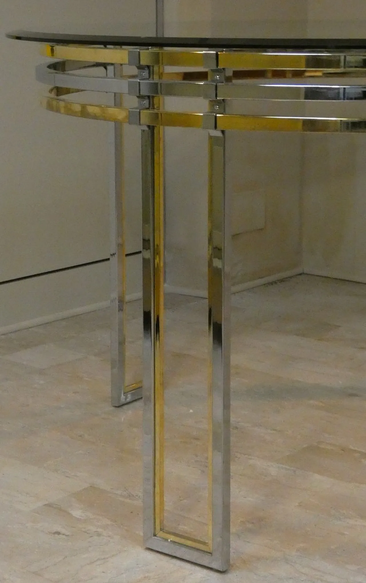 Chromed and gilded steel dining table, Italy, 1970s 28