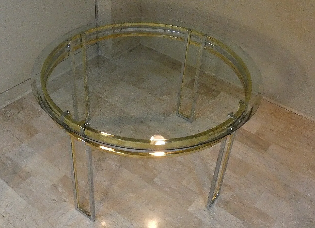 Chrome and gold-plated steel dining table, 1970s 1