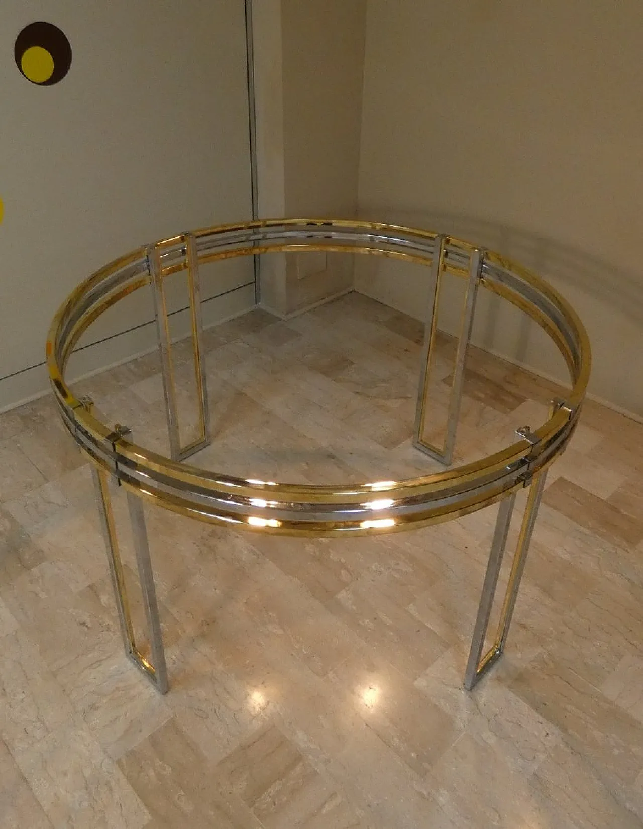 Chrome and gold-plated steel dining table, 1970s 3