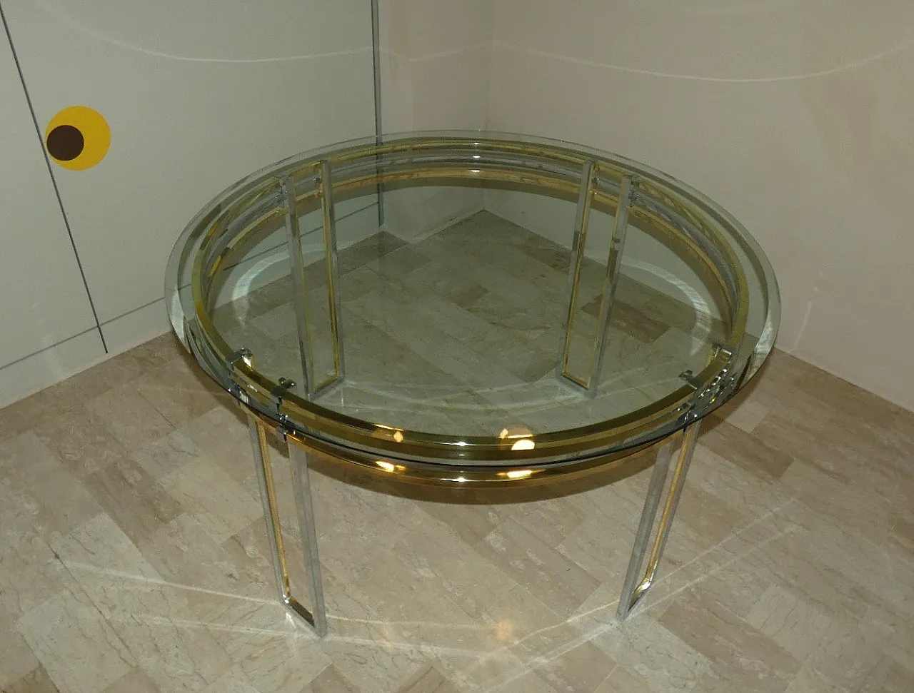 Chrome and gold-plated steel dining table, 1970s 4