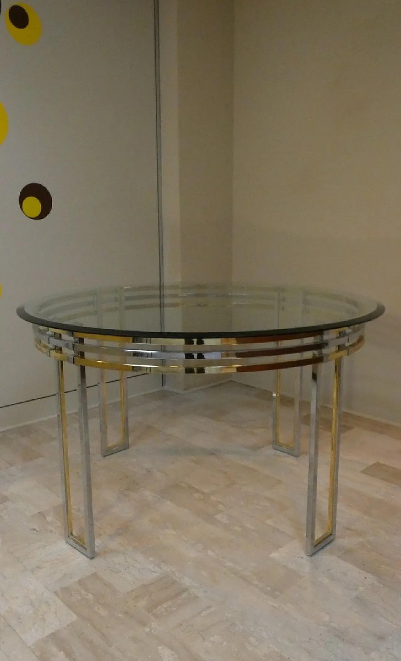 Chrome and gold-plated steel dining table, 1970s 6