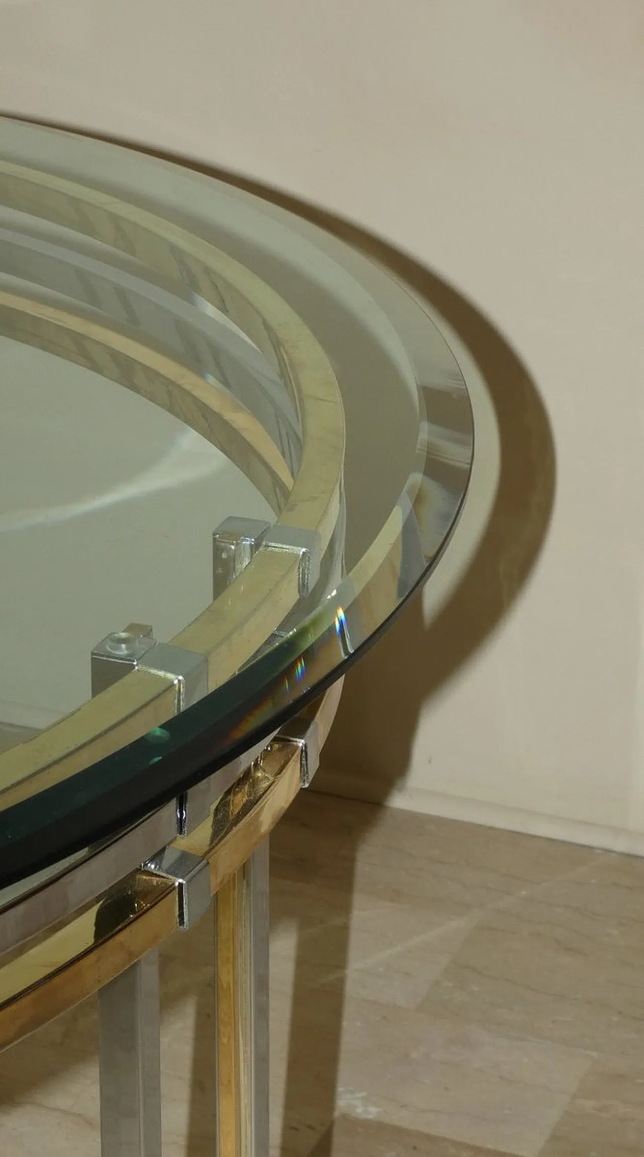 Chrome and gold-plated steel dining table, 1970s 7