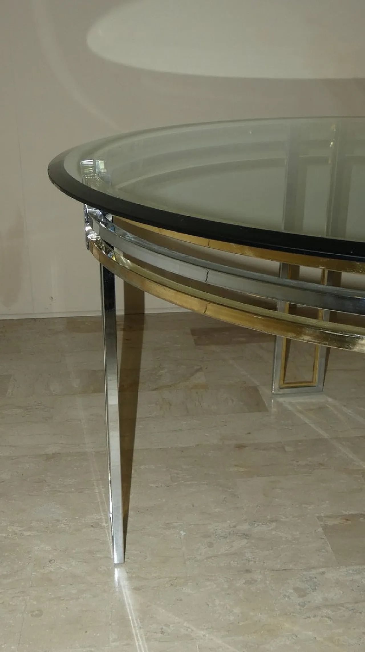 Chrome and gold-plated steel dining table, 1970s 8