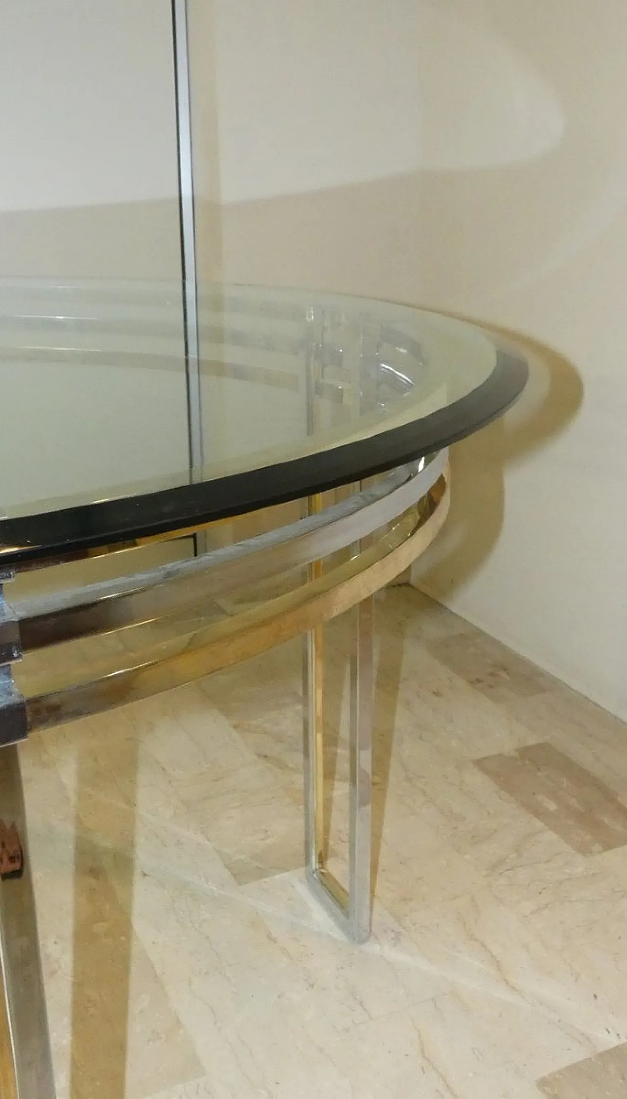 Chrome and gold-plated steel dining table, 1970s 9