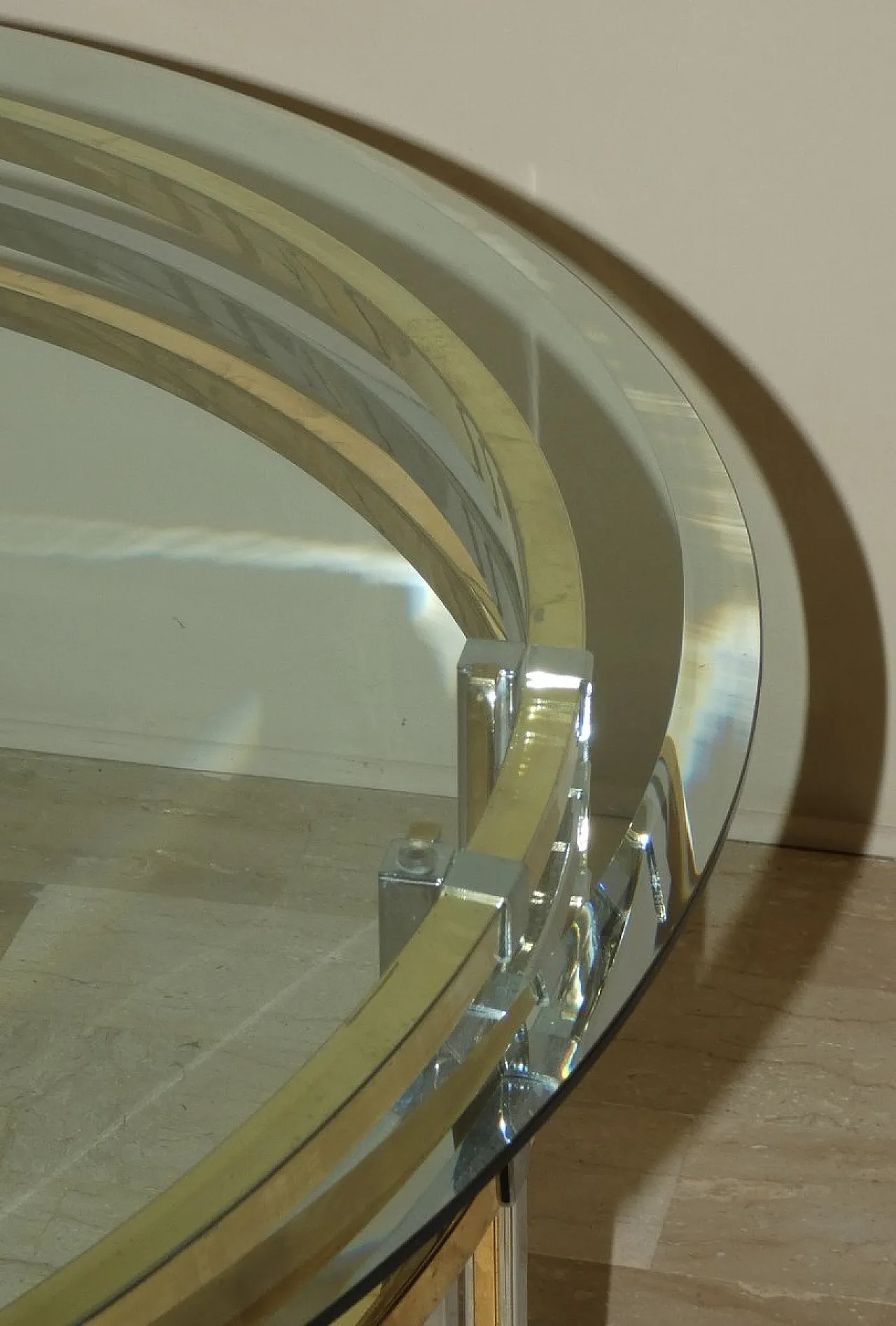 Chrome and gold-plated steel dining table, 1970s 10