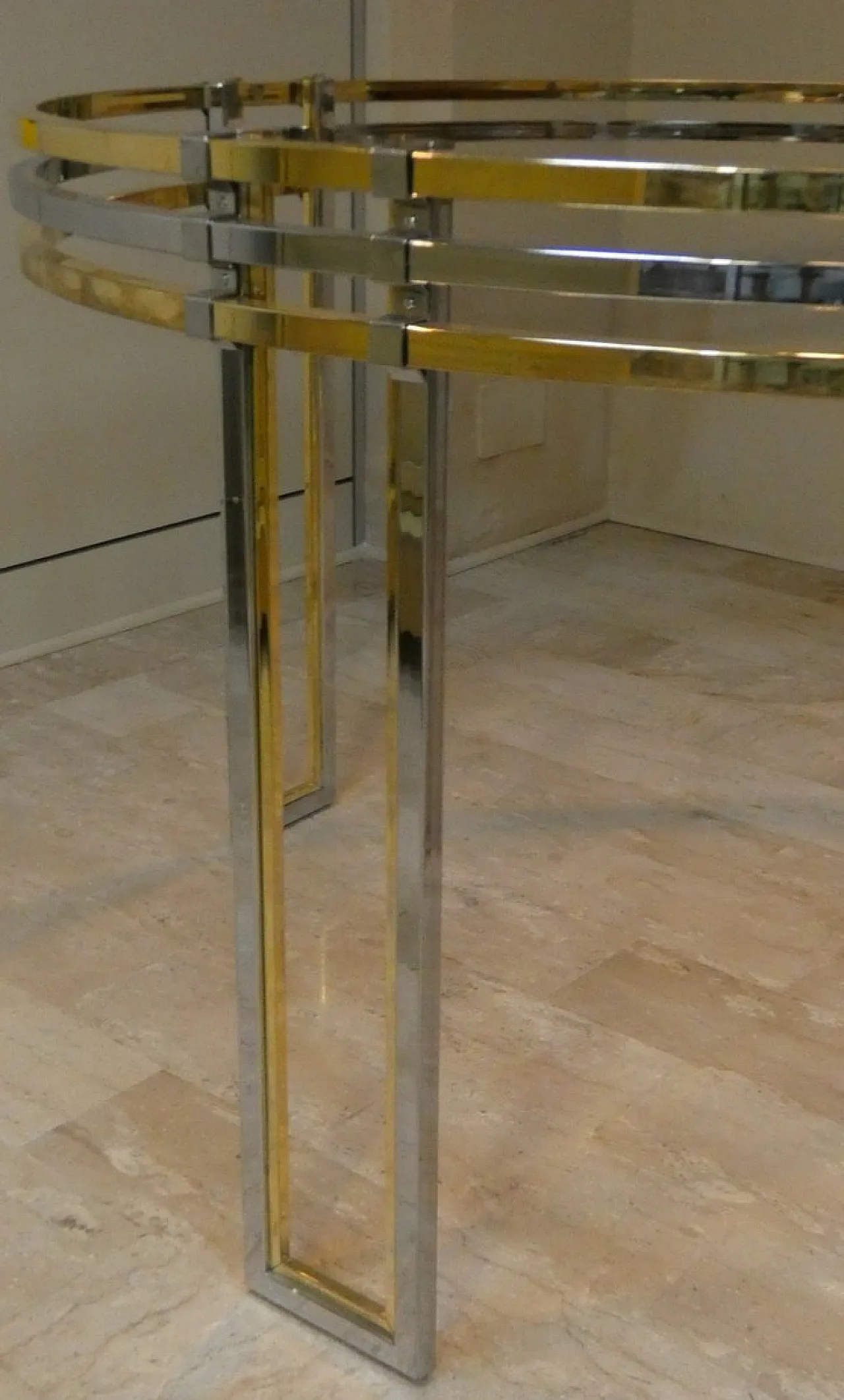 Chrome and gold-plated steel dining table, 1970s 15