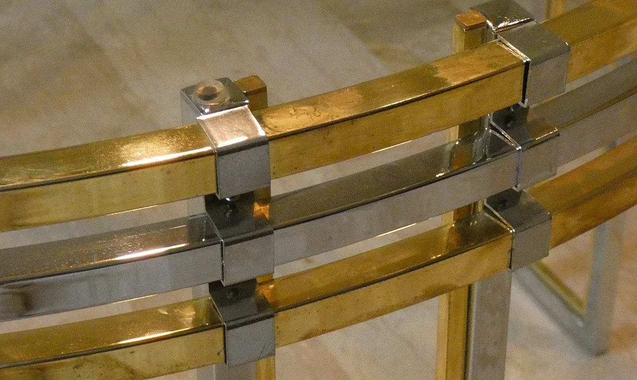 Chrome and gold-plated steel dining table, 1970s 20