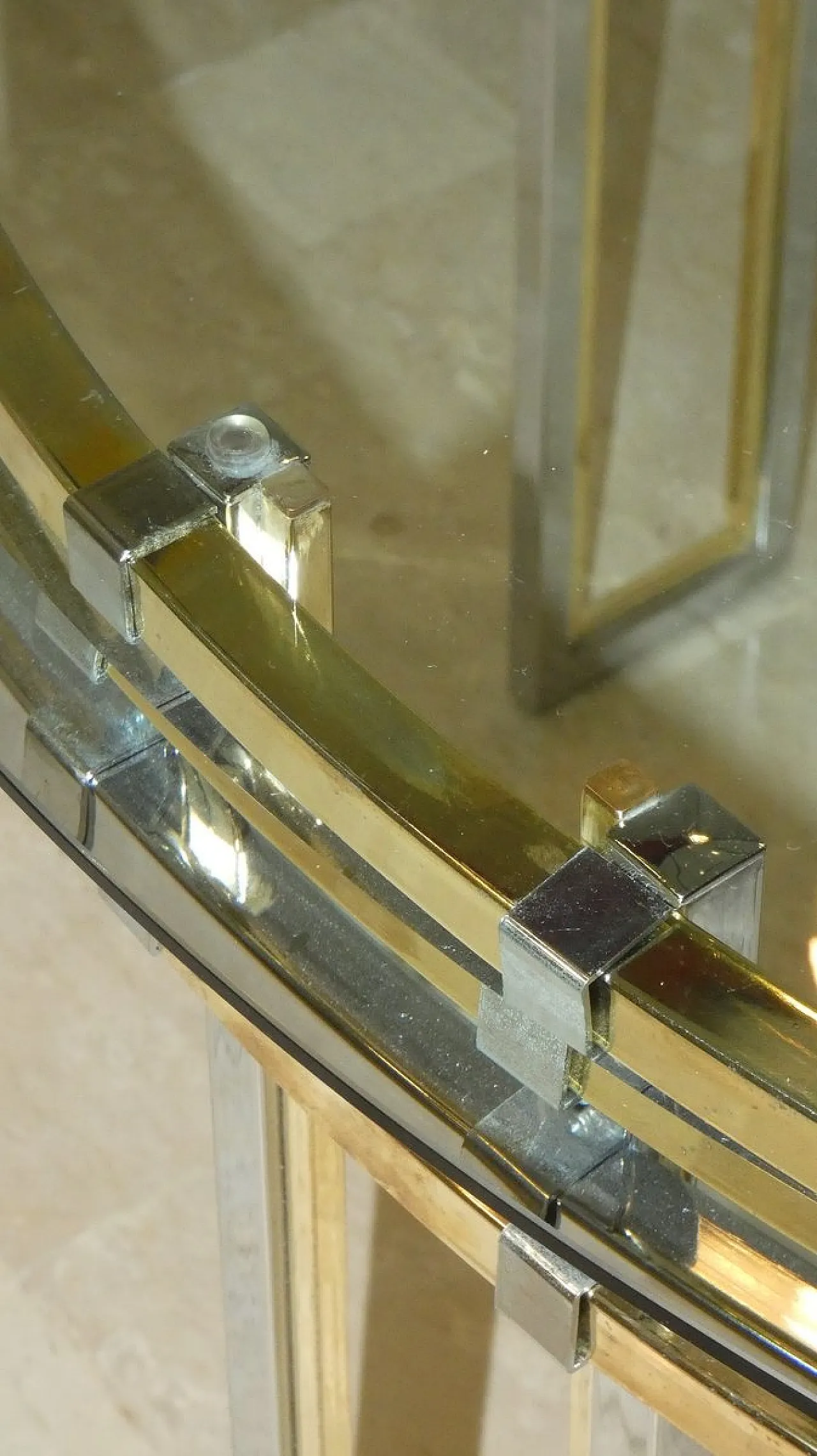 Chrome and gold-plated steel dining table, 1970s 30