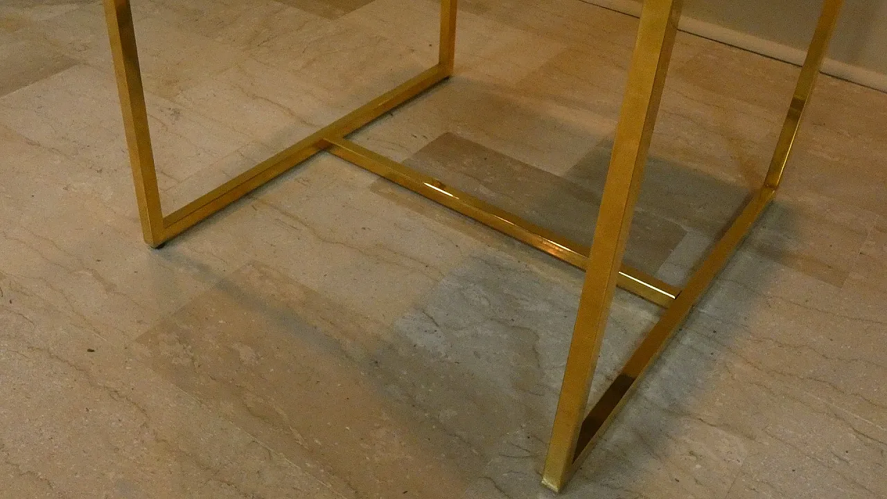 6 suede and golden steel chairs, Italy, 1970s, 24