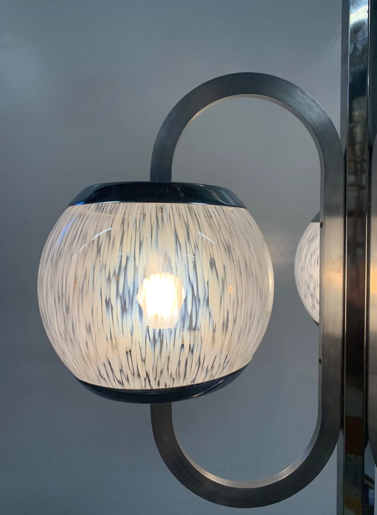Lampadario di Nason-Moretti in metallo e vetro, anni '70 3