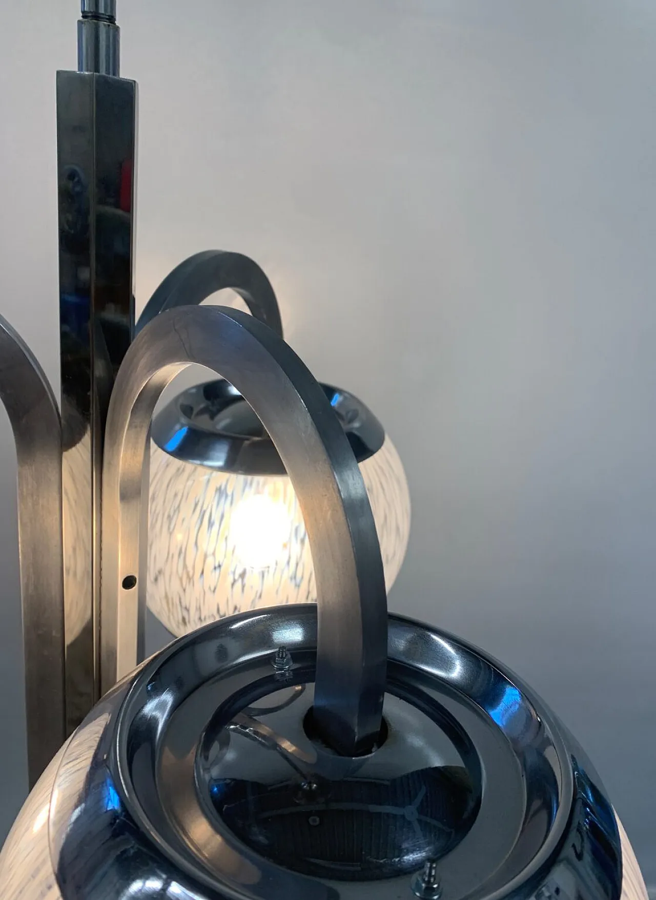 Lampadario di Nason-Moretti in metallo e vetro, anni '70 5