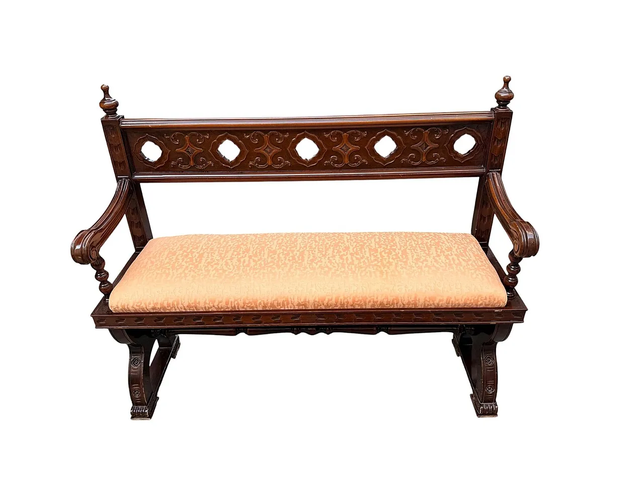 Neo-Renaissance style wooden sofa, 20th century 1