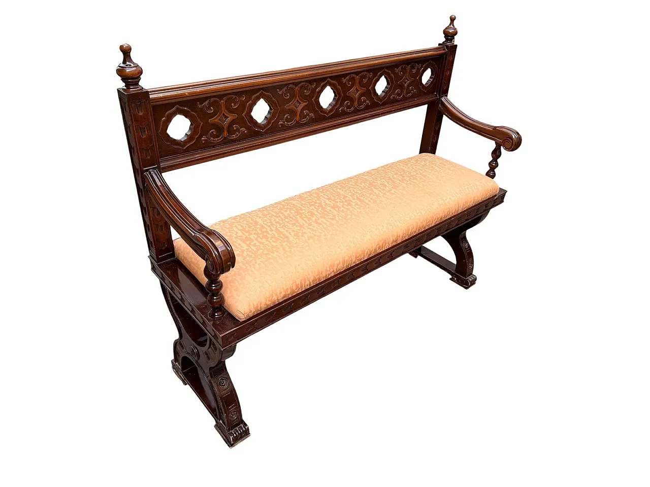 Neo-Renaissance style wooden sofa, 20th century 2