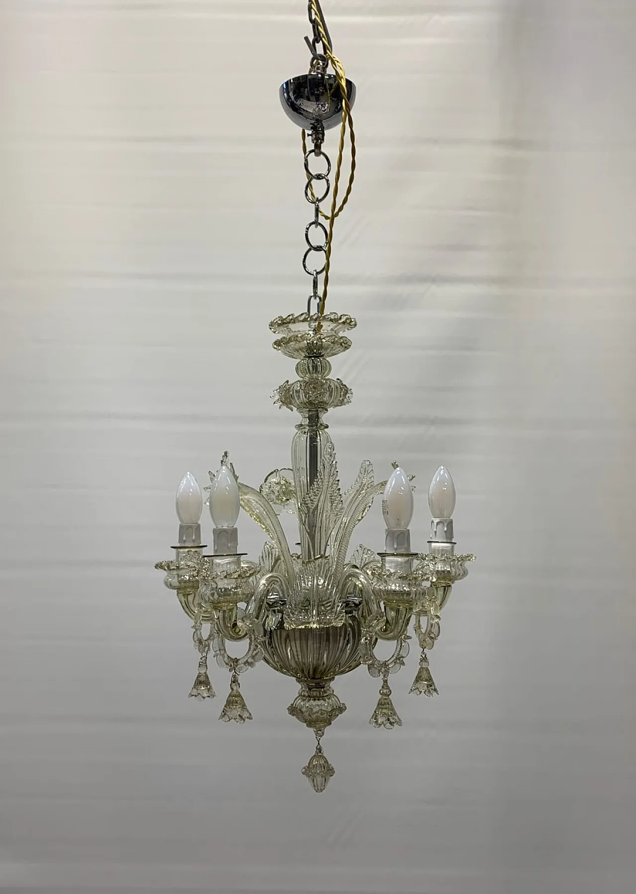 Lampadario in vetro di Murano e ferro attribuito a Galliano, anni '50 1