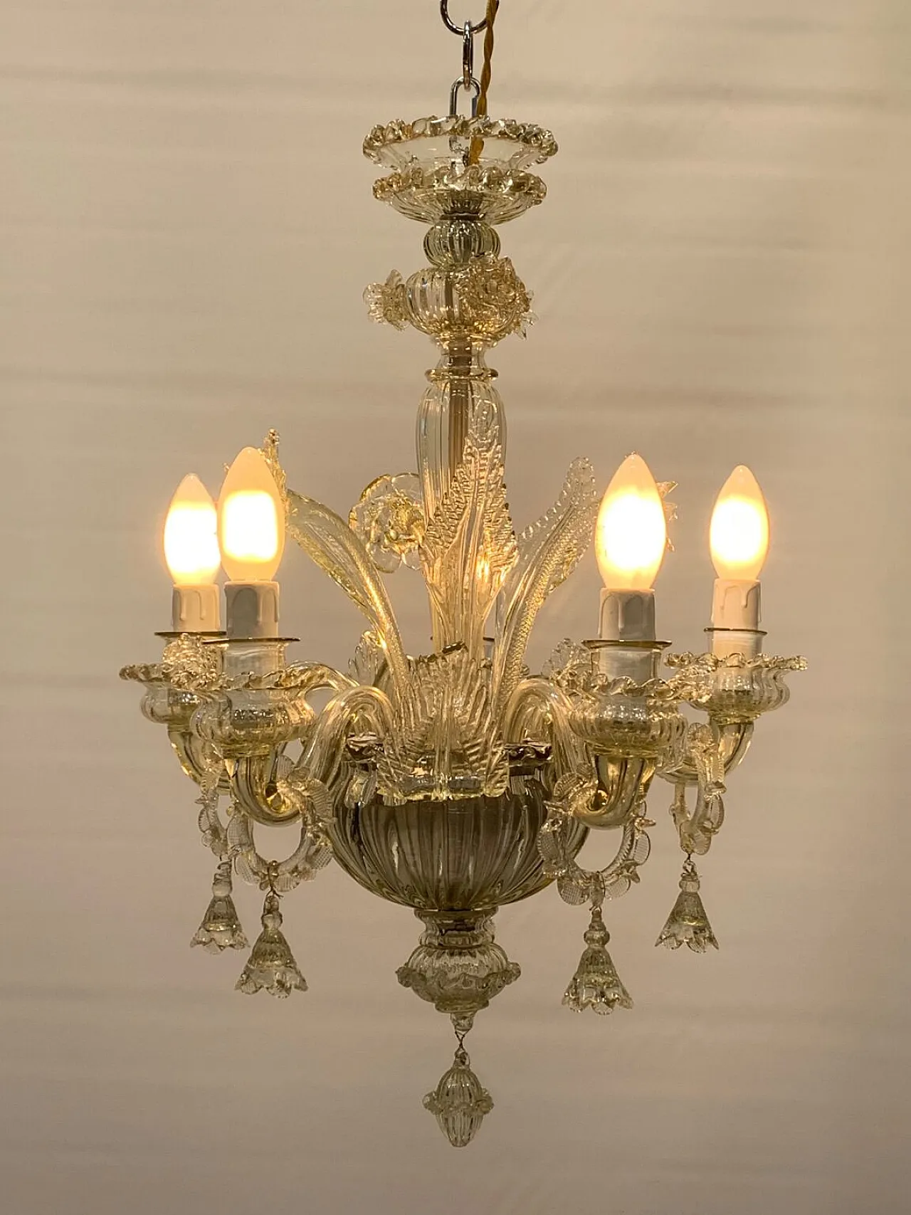 Lampadario in vetro di Murano e ferro attribuito a Galliano, anni '50 4