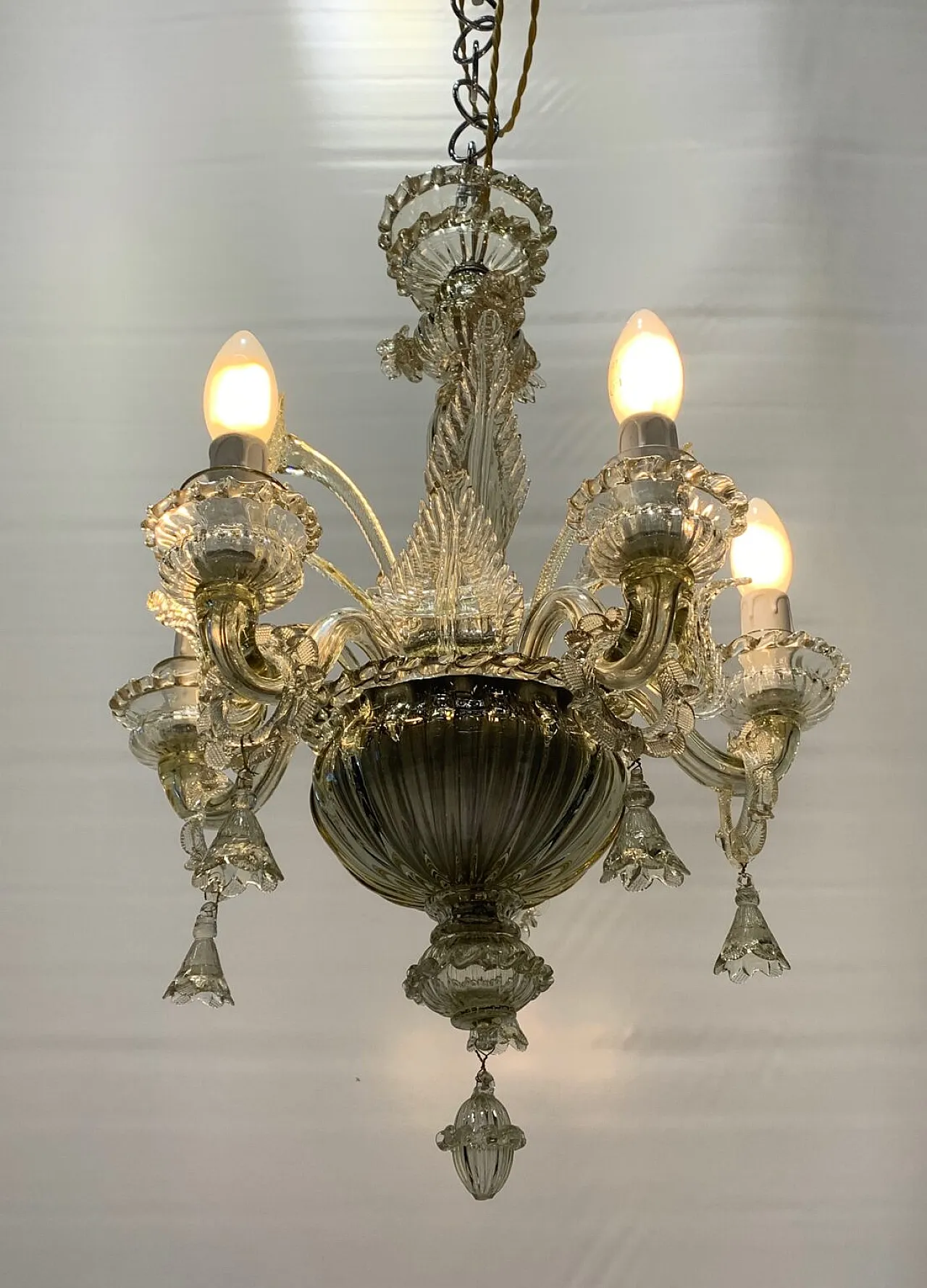 Lampadario in vetro di Murano e ferro attribuito a Galliano, anni '50 5