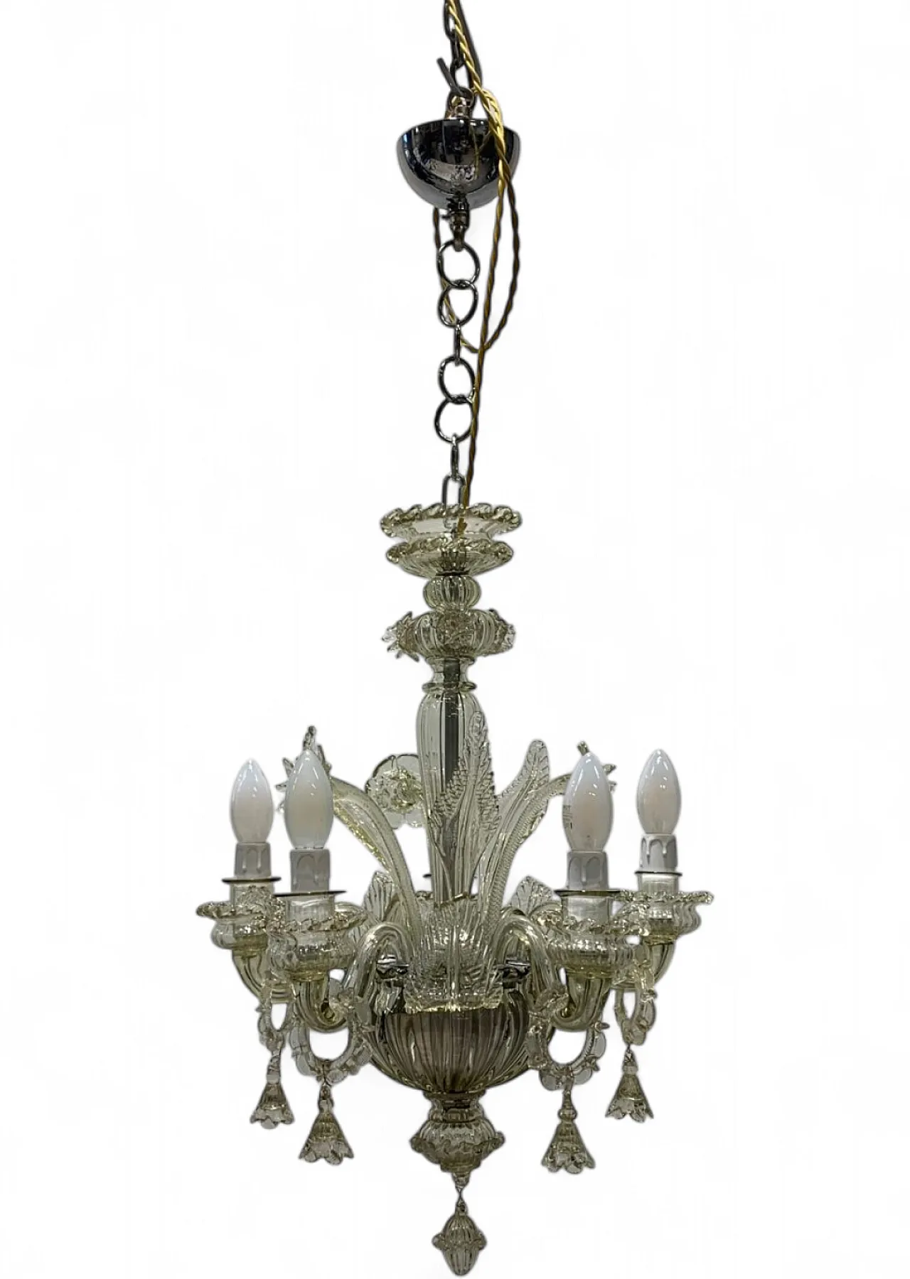 Lampadario in vetro di Murano e ferro attribuito a Galliano, anni '50 6