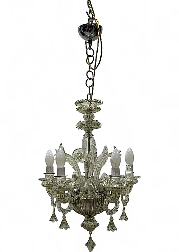 Murano glass and iron chandelier attributed to Galliano, 1950s