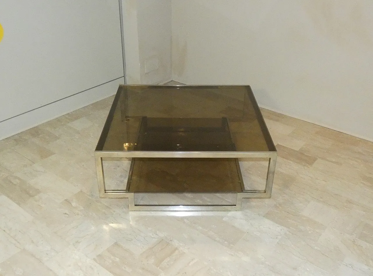 Amber glass coffee table with geometric structure, Italy, 1970s 1