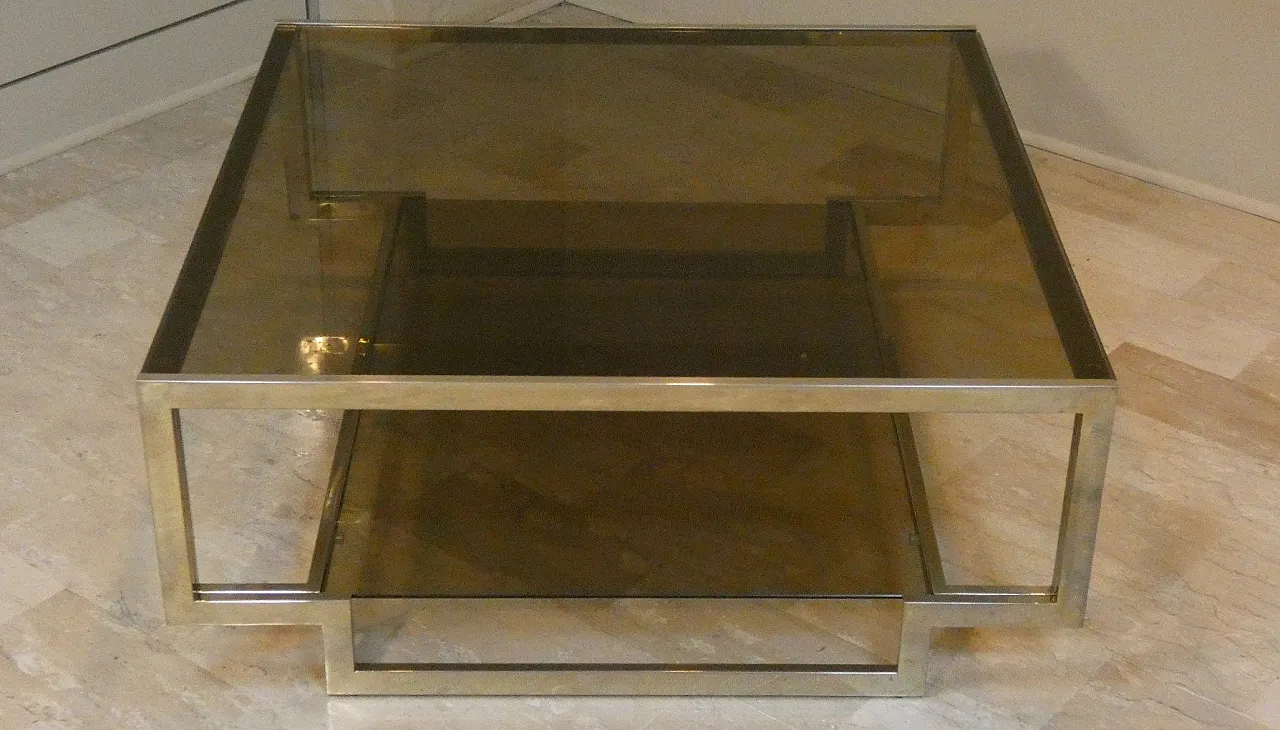Amber glass coffee table with geometric structure, Italy, 1970s 2