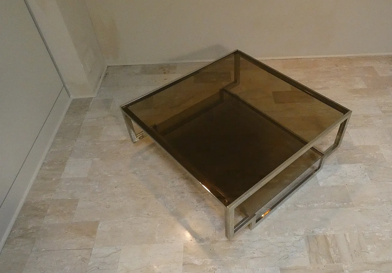 Amber glass coffee table with geometric structure, Italy, 1970s 3