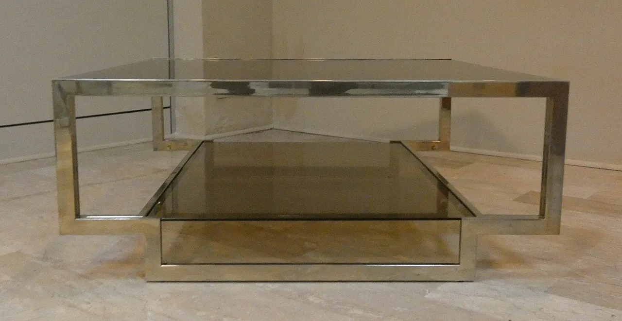 Amber glass coffee table with geometric structure, Italy, 1970s 5
