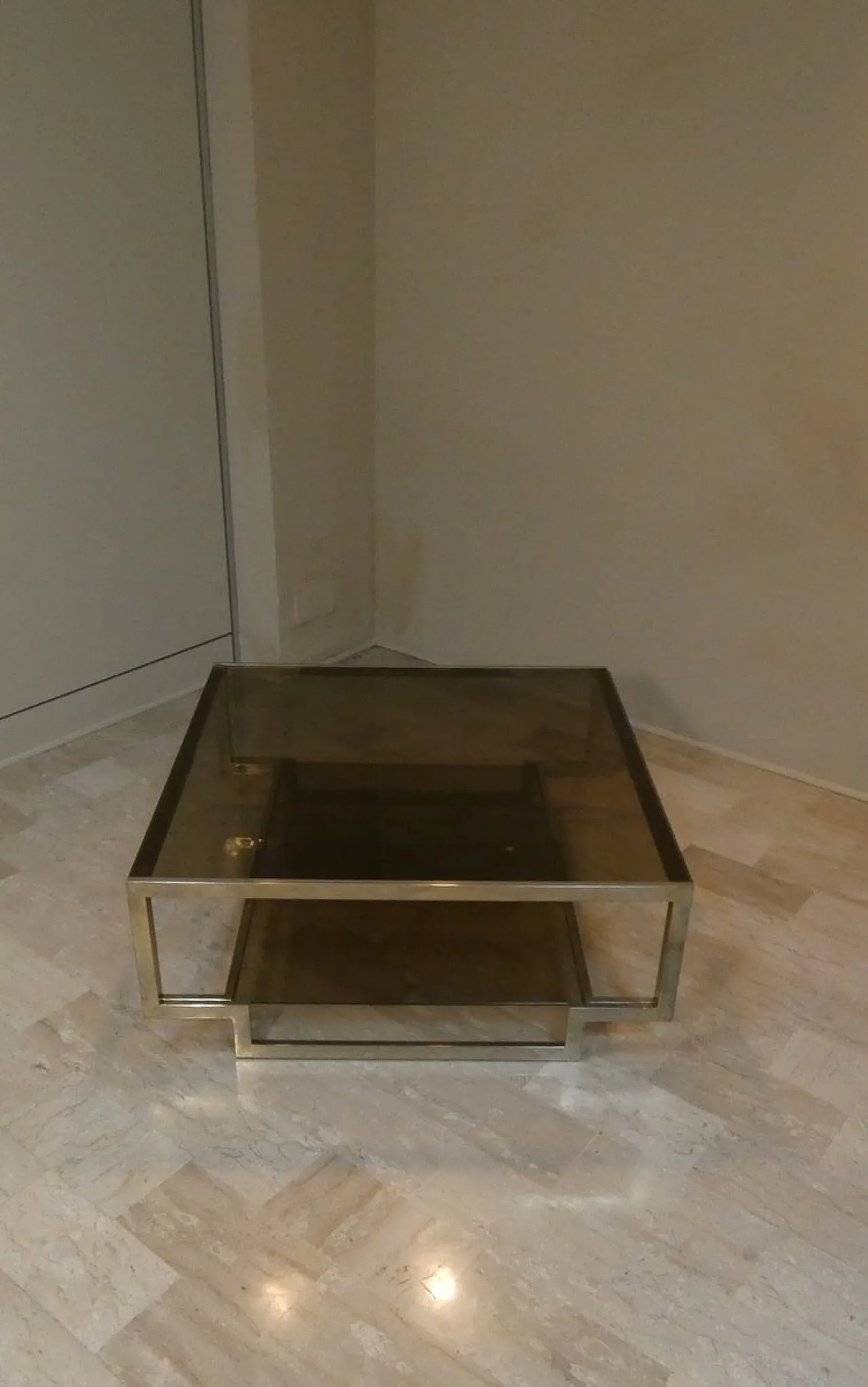 Amber glass coffee table with geometric structure, Italy, 1970s 8