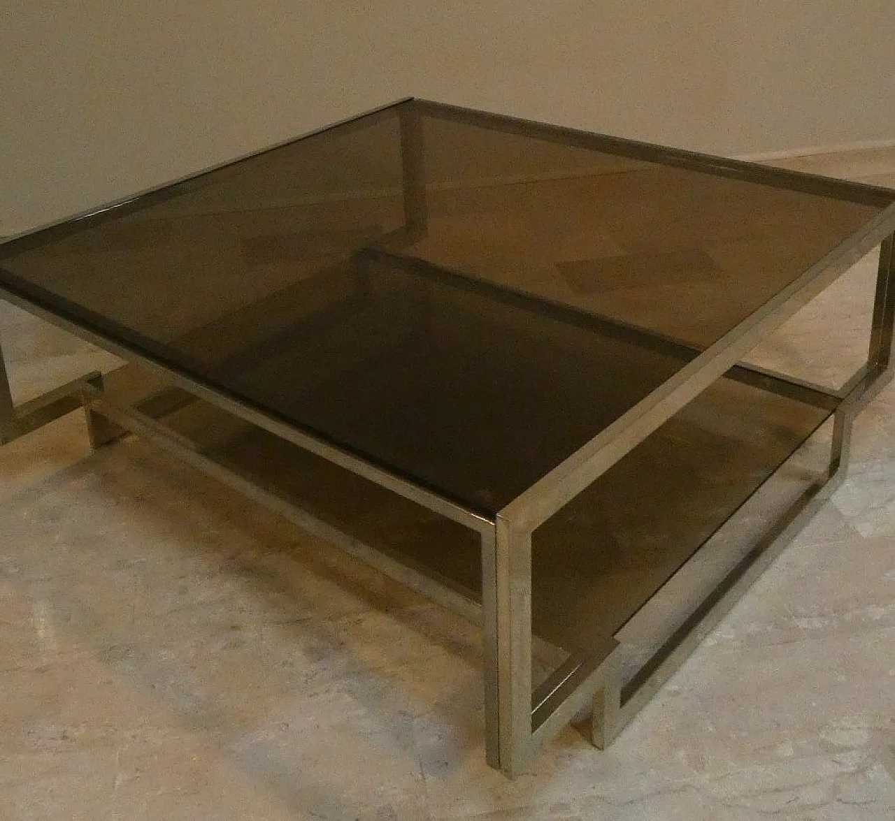 Amber glass coffee table with geometric structure, Italy, 1970s 11
