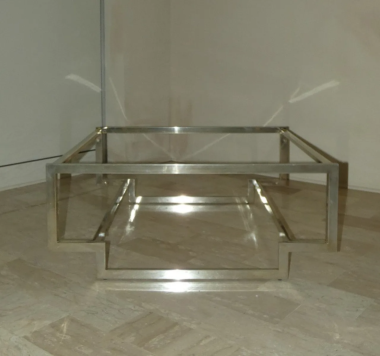 Amber glass coffee table with geometric structure, Italy, 1970s 12