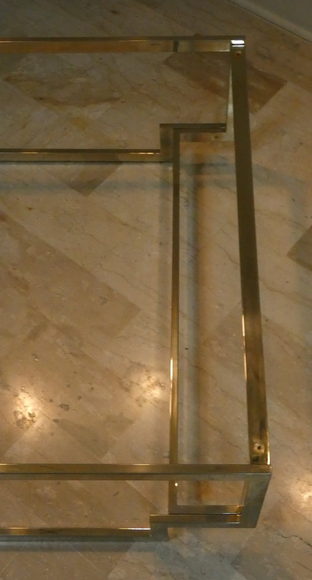 Amber glass coffee table with geometric structure, Italy, 1970s 14