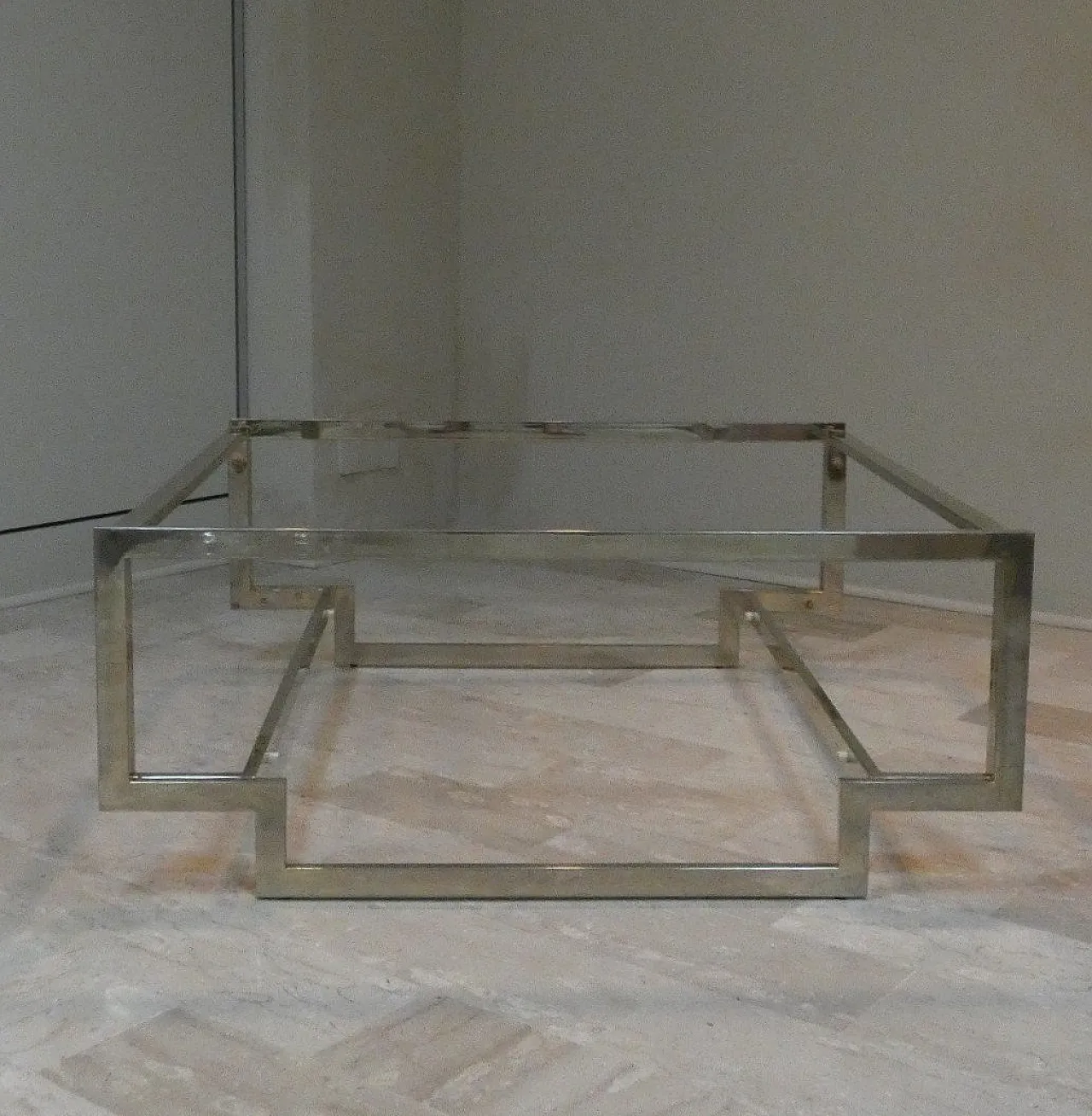Amber glass coffee table with geometric structure, Italy, 1970s 15