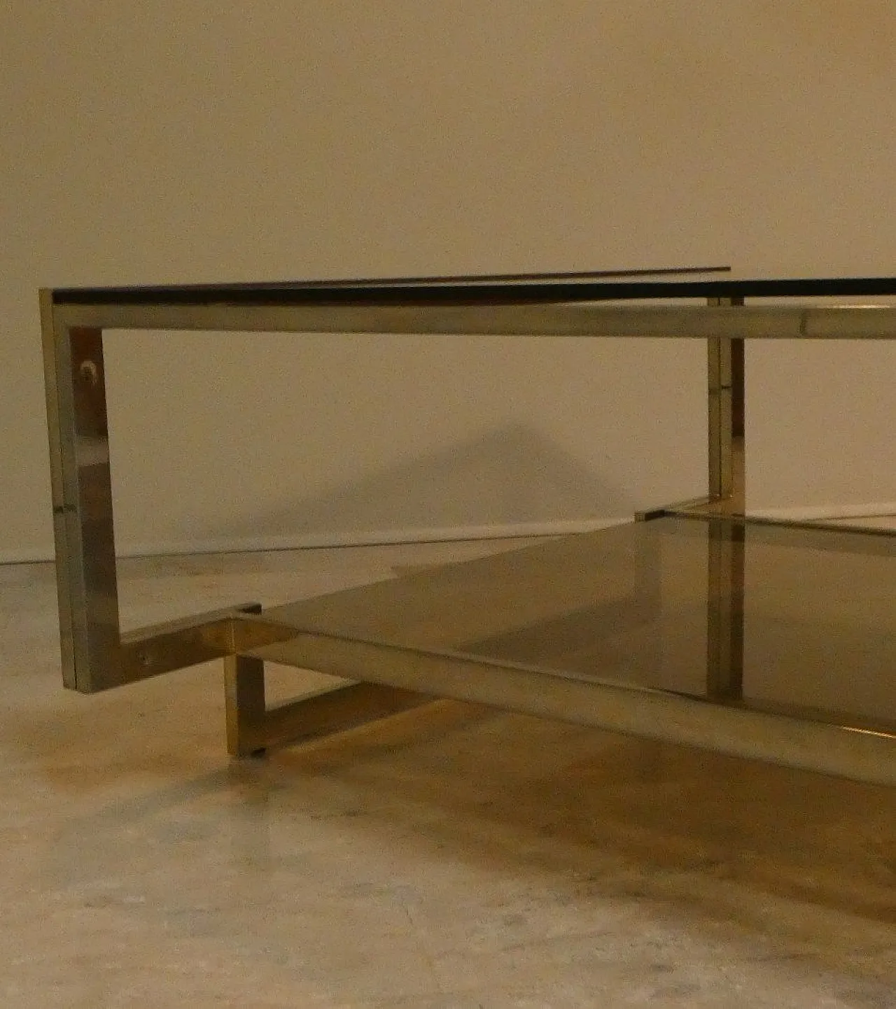 Amber glass coffee table with geometric structure, Italy, 1970s 17