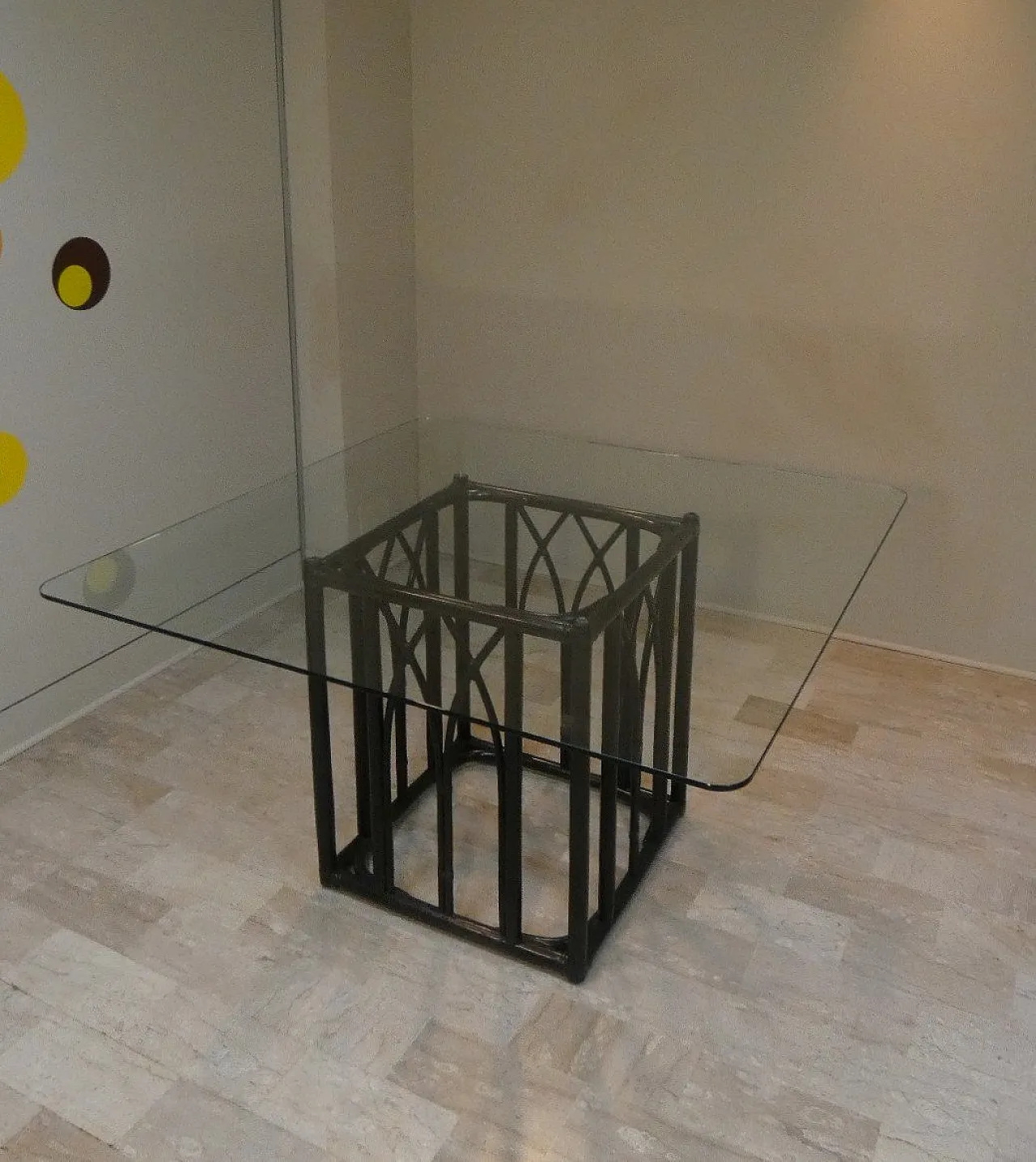Italian Black Lacquered Oak and Beech Table with Leather Trim and Tempered Glass Top by Gasparucci Italo, 1970s 3